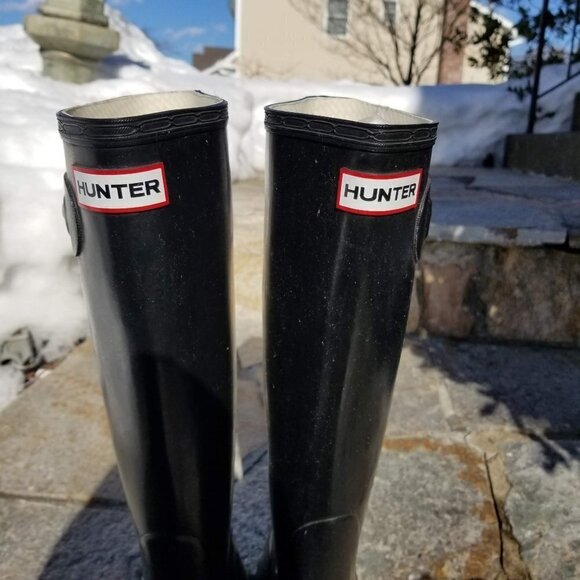 Hunter Extended Calf Tall Gloss Rain Boots Size 6 - Picture 11 of 13